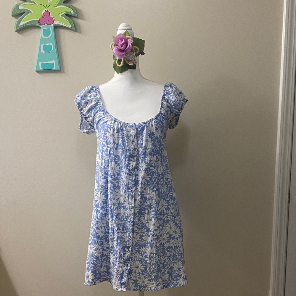 Blu Pepper Blue Floral Mini Dress